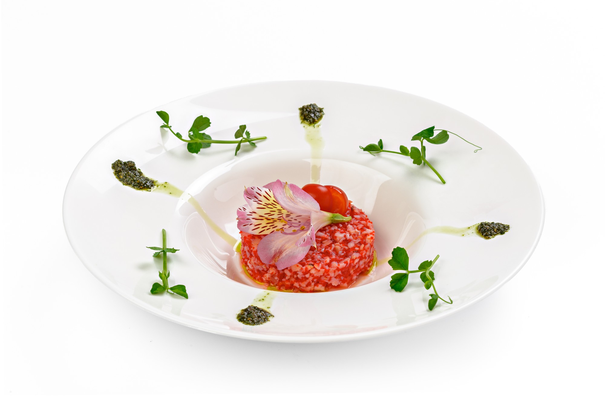 Piatto finito con guarnizione elaborata